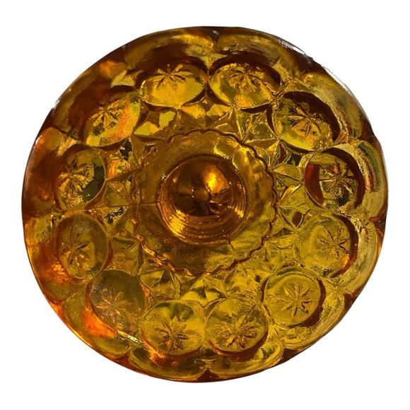 AMBER KANAWHA 11” tall‎ SWUNG GLASS VASE. MOON & STARS VGC - Picture 7 of 8